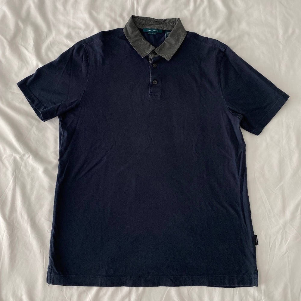 Men’s Dark Blue Polo With Grey Collar